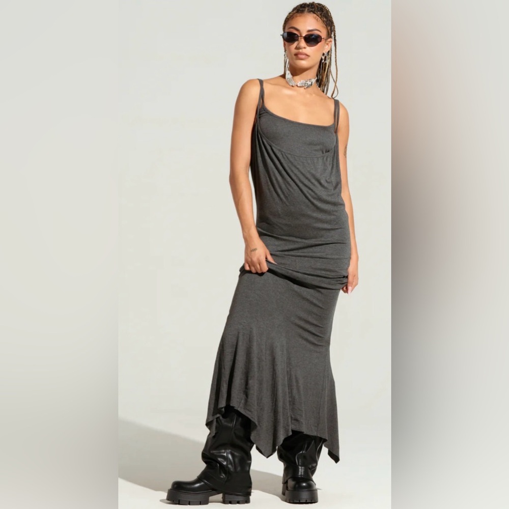 Akira “WYNNIE” Knit Maxi Dress Set In Grey - Size S - NWT